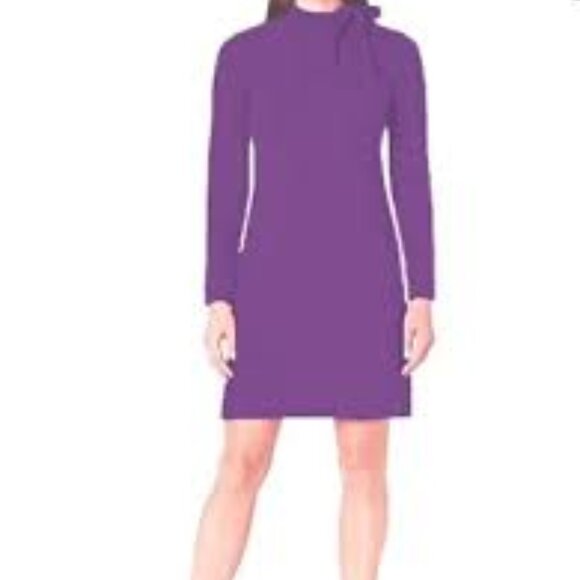 Calvin Klein Dresses & Skirts - Calvin Klein Purple Tie Neck Shift Dress Long Sleeve NWOT Size 4